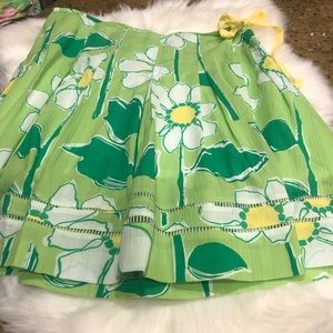 NWOT Lilly Pulitzer Green Daisy Tie Wrap Skirt